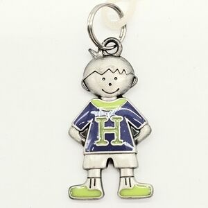 Ganz Silver Enamel Shirt Charm Pendant Boy Monogram Letter H Initial Kids Name
